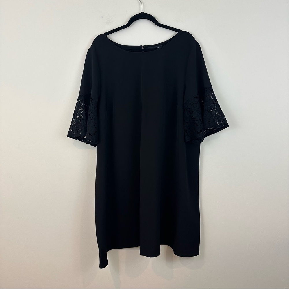 Lane Bryant Black Lace Bell Sleeve Shift Dress Size 22/24 Plus NWOT